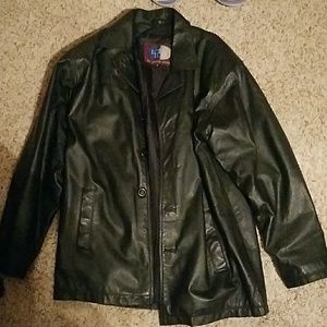 Men's long leather jacket